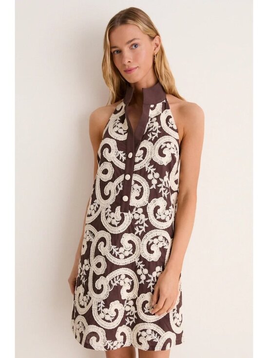 Tuckernuck Dresses & Skirts - TUCKERNUCK Embroidered Jagger Mini Dress Cafe Scroll Size Small NWT